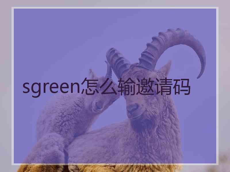 sgreen怎么输邀请码