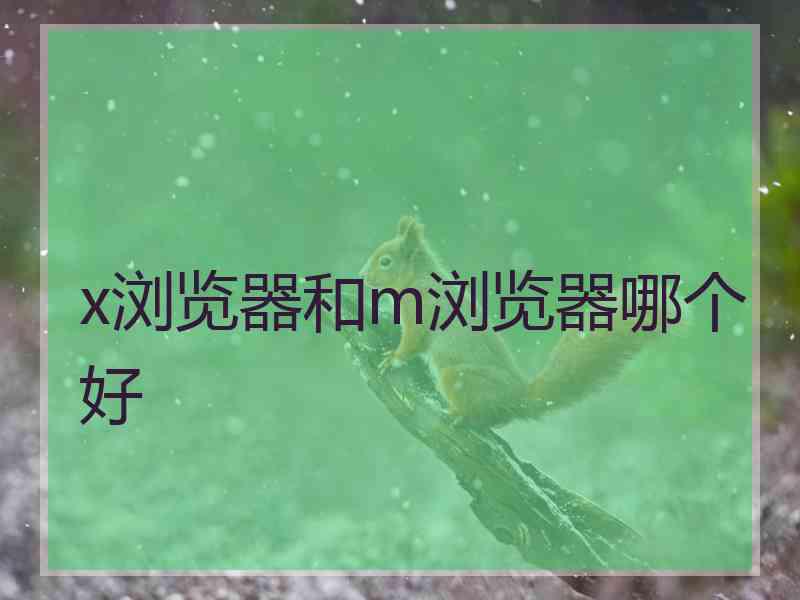 x浏览器和m浏览器哪个好